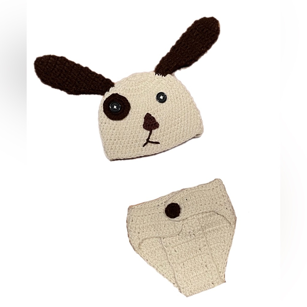 Newborn Baby Crochet Knitted Puppy Dog Photo Prop